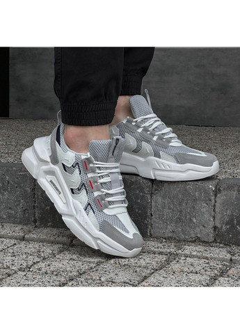 Белые демисезонные кроссовки мужские белые с сетчатыми вставками Stilli