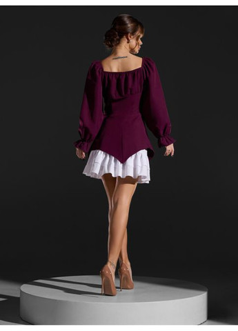 Бордова святковий, повсякденний, коктейльна, вечірня сукня з баскою No Brand однотонна