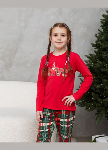 Красная детская пижама на девочку со штанами Nicoletta