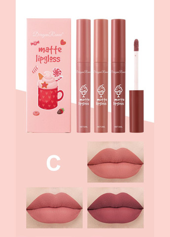 Набор водостойких жидких матовых помад Matte Lipgloss C 3 шт. Dragon Ranee (314933528)