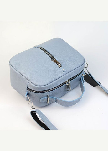 Голубая кожаная маленькая женская сумочка кросс боди с ручкой на молнии Serebro (322846282)