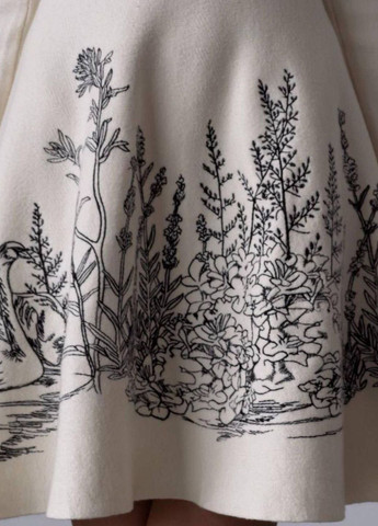 Молочна повсякденний стильна сукня з ангори кльош Tik-Tak з квітковим принтом