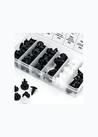 Набор клипс для салона авто 100 шт в кейсе универсальные автокрепления пистоны + 4 съемника (R051374-50611) Icar (349843782)