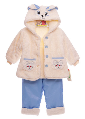 Блакитний зимній костюм із довгим рукавом для хлопчика трава із зайчиком блакитний 86 см (27429) BABYKROHA