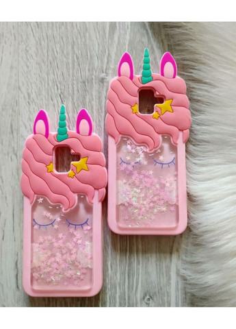 Чохол на Galaxy А6 2018 A600 Єдиноріг рожевий з блискітками силіконовий 3d Samsung (360896822)
