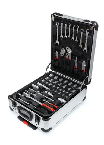 Великий універсальний набір інструментів для дому Kraft&Dele 188шт в валізі Ключі для авто Срібний No Brand (358516734)