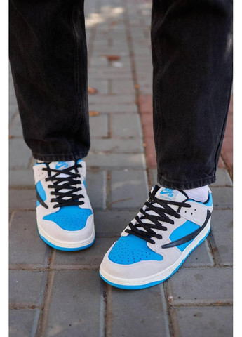 Бежевые демисезонные кроссовки мужские nike sb dunk low x travis scott playstation blue найк сб данк No Brand