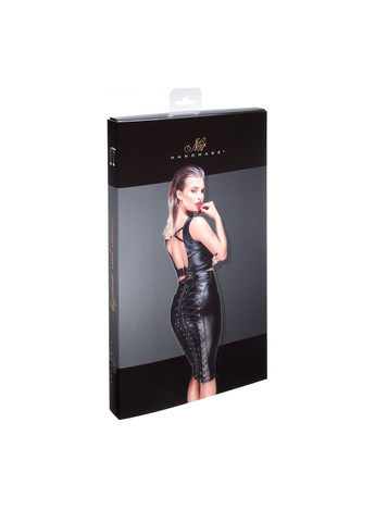 Чорна спідниця-олівець зі шнурівкою f152 powerwetlook pencil skirt,, з мокрим ефектом - cherrylove Noir Handmade