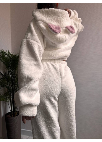 Біла всесезон плюшева піжама з вушками — заміри в описі кофта + брюки DK/DL Мода без кордонів