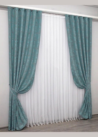 Набір штори для спальні Жаккард Зелений 200x270 см (Е101105B) No Brand (306633631)