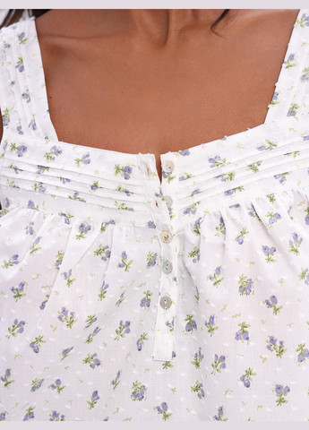 Комбинированная всесезон комплект для сна из батиста майка на пуговицах и шорты, цветочный принт майка + шорты German Volf