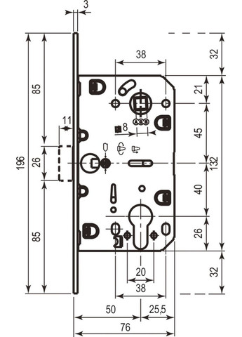Art. B011035012 Механизм Mediana Evolution под цилиндр ант латунь 85мм AGB (322520398)