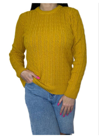 Жовтий демісезонний светр з косами Fashion Club