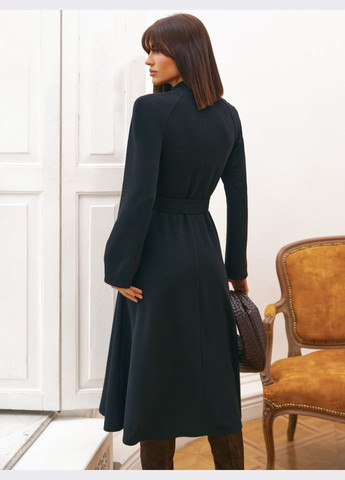 Черное кэжуал платье-миди а-силуэта чёрное Dressa однотонное