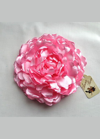 Брошка велика квітка з атласної тканини ручної роботи "Рожевий півонія" No Brand (349843486)