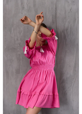 Рожева сукня льон міні в національному стилі рожева Bessa