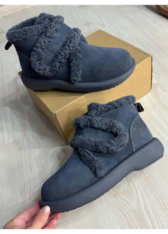 Черевики жіночі 13-9 уггі замшеві на хутрі з опушкою сірі Hengji (364955720)