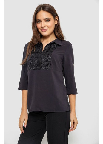 Чёрная блуза однотонная, 230r70-2 Ager