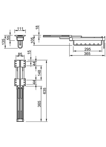L=365мм верхнього кріплення з дотягувачем, ONYX Muller Вішак висувний (341377943)