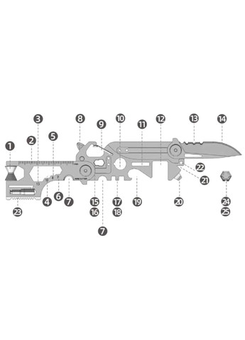 Мультитул EDC 25в1 JB-18 Карта с инструментами в форме винтовки JB Tacticals (342966673)