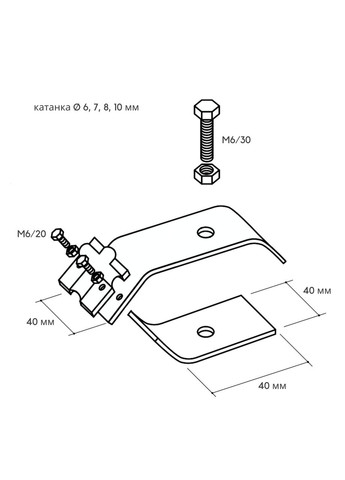 Держатель катанки на водосточной желобе (водостоке) Ø 6, 7, 8, 10 мм No Brand (364956137)