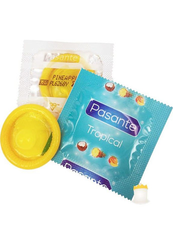Презервативы Tropical набор из 3 шт. - с запахом и вкусом тропических фруктов манго, кокос и ананас Pasante (317206210)