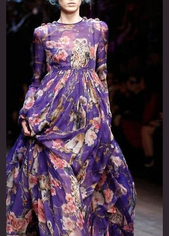 Фіолетова коктейльна сукня з пишною спідницею D&G сова