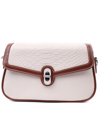 Сумка женская через плечо на лето с фактурным клапаном кожаная 22623 Белая Vintage (302008238)