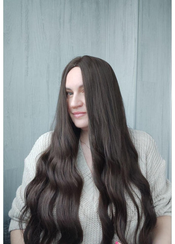 Перука шоколадна довга хвиляста без чуба термо коричнева (LCI5036) No Brand (355802318)