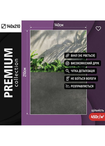 Фон для фотографії вініловий, сіра бетонна стіна з зеленими рослинами і темна підлога, урбан стиль 140×210 см, №57175 PhotoVinyl (354716024)