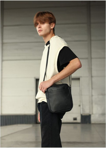 Сумка мессенджер черная из экокожи унисекс (R-70220001m-VS) Sambag (302450226)