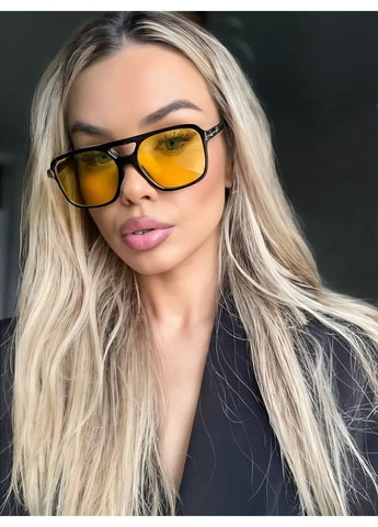 Сонцезахисні окуляри авіатор Casual жовті з чорним No Brand (311604629)