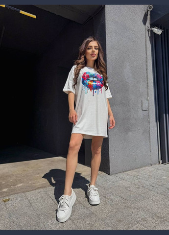 Молочное кэжуал платье N.Family с рисунком