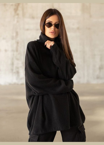 Черный зимний свитер 13621 черный ISSA PLUS
