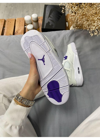 КРОСІВКИ ЖІНОЧІ NIKE AIR JORDAN 4 RETRO METALLIC PURPLE НАЙК АІР ДЖОРДАН No Brand білі демісезони (367168621)