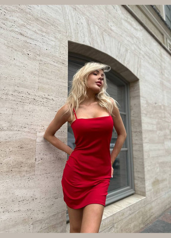 Красное кэжуал мини платье на бретельках Adelante однотонное