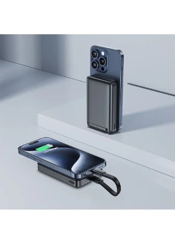 Внешний аккумулятор PD30W Qi2 magnetic wireless charging power bank 10000 mAh Black (6974316282341) Acefast M11 (361347692)