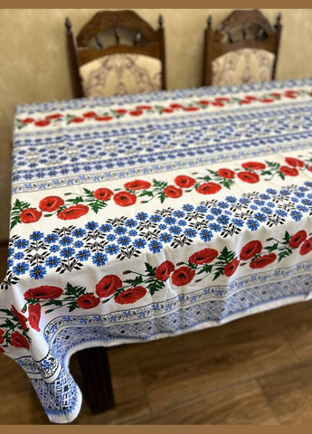 Скатертина з українським орнаментом гіпоалергенна 150х180 см Білий (П4КЕ05017-52) No Brand (306633348)