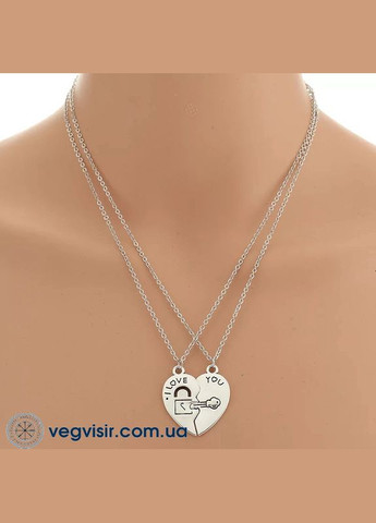 Парні кулони I Love You для двох закоханих дві половинки серця No Brand (338436358)
