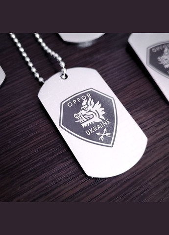 Жетон ЗСУ з нержавіючої сталі з ланцюжком. 214 ОСпБ OPFOR Ukraine No Brand (300369730)
