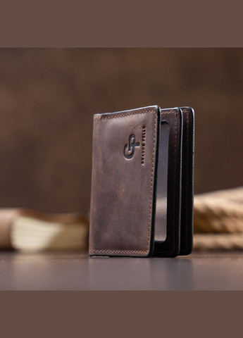 Визитница с обложкой для ID-паспорта из натуральной кожи 11292 Коричневая Grande Pelle (329149344)