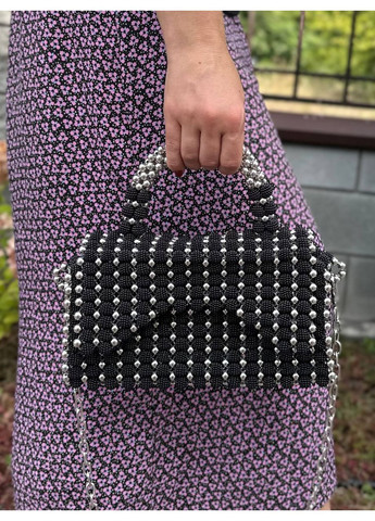 Жіноча сумка з намистин ручної роботи з ланцюжком SUPERSTAR чорна No Brand (362136988)