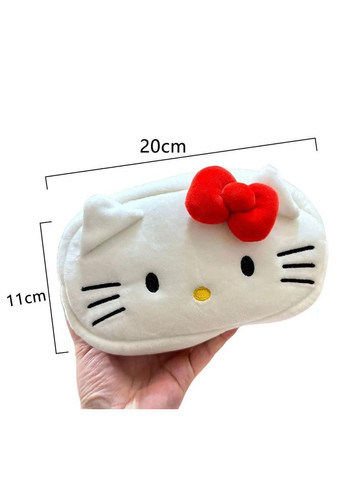 Пенал плюшевий Котик з бантом Hello Kitty стиль — м’який пенал 20×11 см No Brand (365267989)