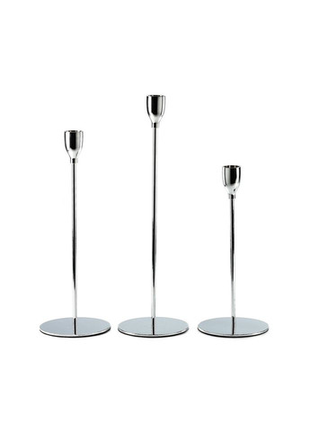 Підсвічник святковий REMY-DEСOR металевий Гамлет срібного кольору для тонкої свічки висота 23 см REMY-DECOR (367196052)