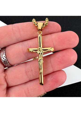 Позолочений хрестик із розп'яттям з медичної сталі PSC-070 No Brand (351503748)
