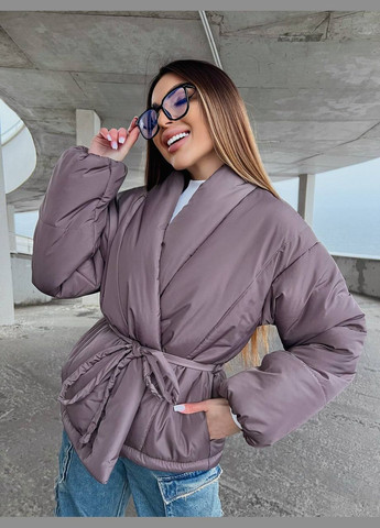 Коричнева демісезонна стильна асиметрична куртка Vakko