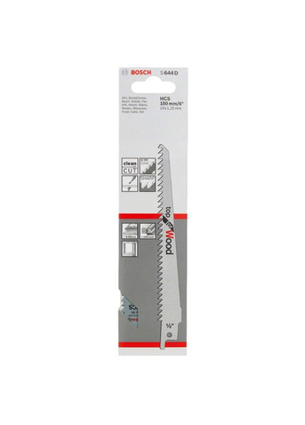 Пильное полотно HCS (S644D, 150 мм, 1 шт) сабельное для ножовки (23381) Bosch (290253083)