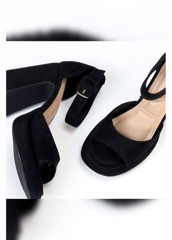 Чорні босоніжки на підборах жіночі літні з еко замші відкриті Viki Босоніжки (329405098)