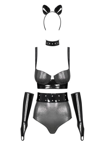 Еротичний ігровий костюм (бюстгальтер, трусики, обідок з вушками, рукавички, чокер) Obsessive (291847348)
