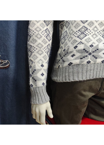 Сірий зимовий светр чоловічий теплий вовна з оленями новорічний No Brand